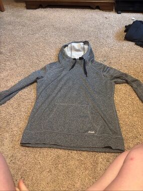 Avia Heather Gray Pullover Hoodie with Black Drawstrings